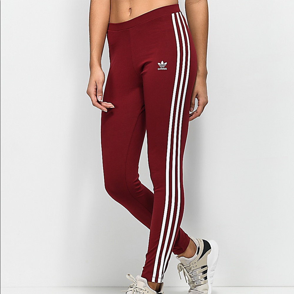 Burgundy adidas leggings!